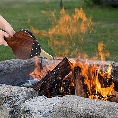 Exblue Fireplace Bellows Wood Hand Bellows Fire Blower Tool Brown Fire Bellows Fireplace BBQ Camping Small Broom Set - Thumbnail 5