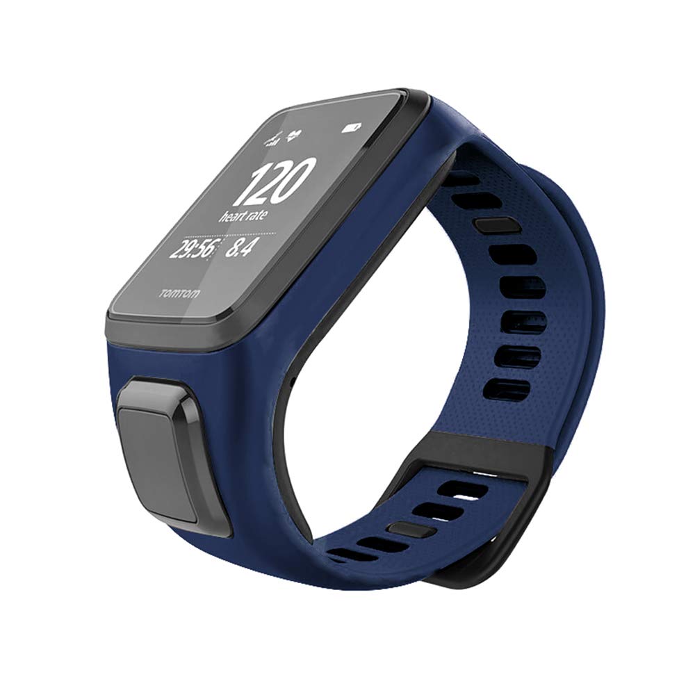 RongYooo Replacement TomTom Strap Bands,Silicone Watch Band Compatible for TomTom Runner 2 3,TomTom Spark 3,Golfer 2. (Navy blue)