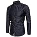 SIR7 Men's Casual Long Sleeve Lightweight Denim Shirt 100% Cotton Button Down Dress Shirts Dark Grey L