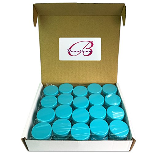 (Quantity: 40 Pieces) Beauticom 10G/10ML Round Clear Jars with TEAL Sky Blue Lids for Beads, Gems, Glitter, Charms, Small Arts and Crafts Items - BPA Free