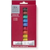 Winsor &amp; Newton Designers Gouache Paint Set, 10x12ml | Versatile Range, Uniform Coverage, Vibrant, Opaque, Matte Finish, 10 Essential Colors, Quality Fine Art Pigments