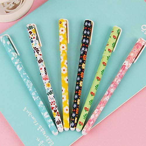 SupremeLife 6Pcs/Set Color Gel Pen Starry Flower 0.38mm Roller Ball Pen Color Ink, for Office School Supply Stationery