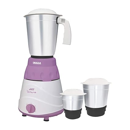 Inalsa Jazz 550-Watt Mixer Grinder with 3 Jars (Purple/White)