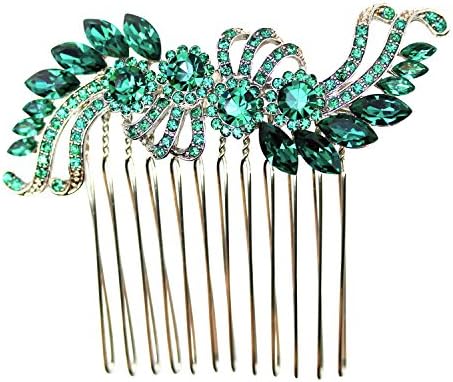 Faship Green Crystal Hair Comb