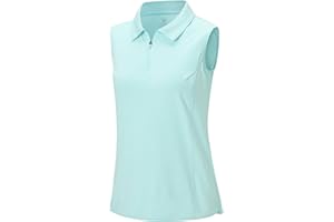 BGOWATU Women's Sleeveless Golf Polo Shirts 1/4 Zip Tennis Tank Tops with Collar UV Protection Quick Dry