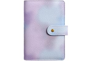 AXEWOODZ A6 Binder, PU Leather Notebook Binder, Purple Tone Pearl Personal Organizer Binder Cover, 6-Ring Wallet Binder with Snap Button Closure, Refillable Budget Journal Binder Folder (A6, Purple Tone)