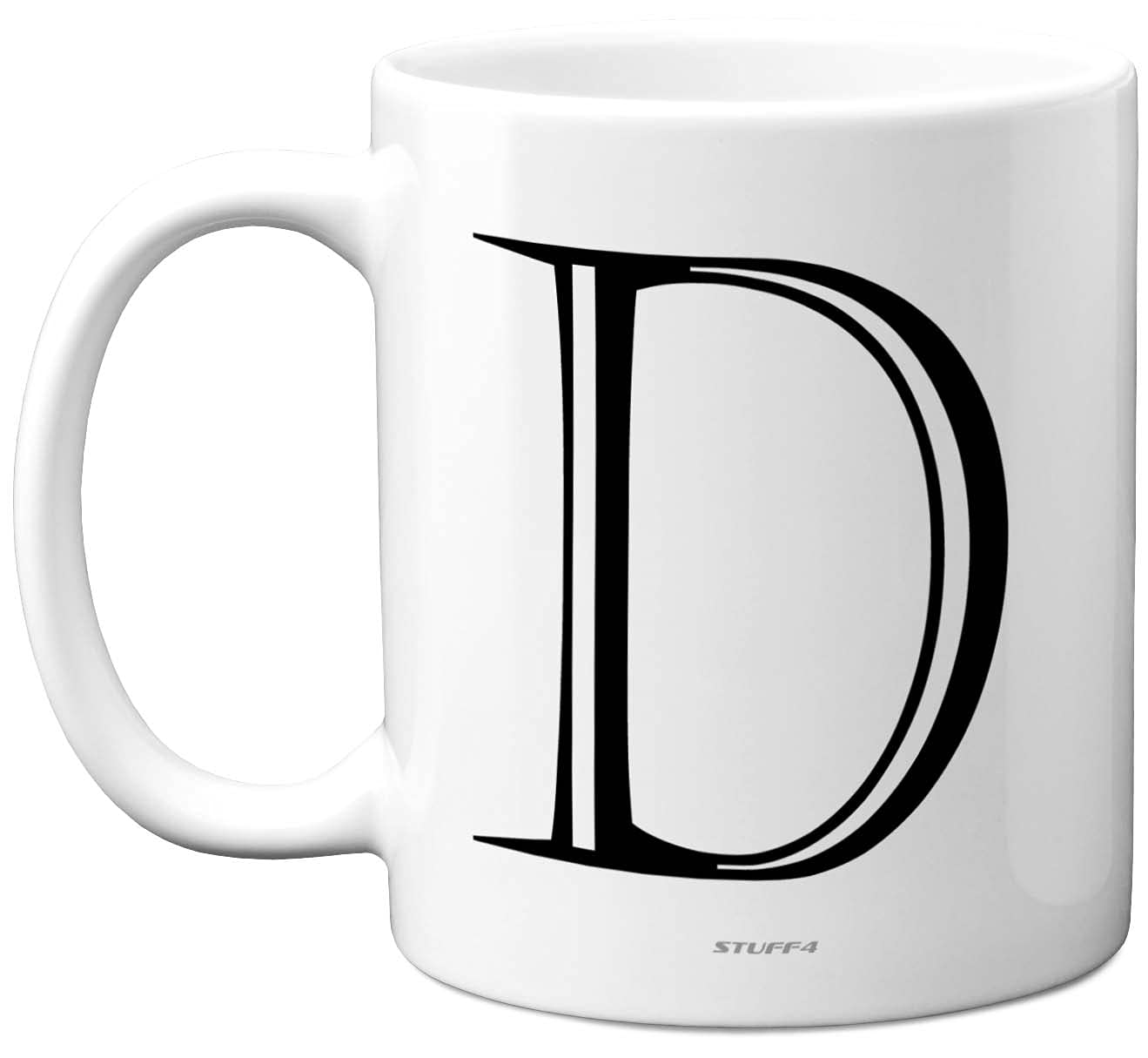 Stuff4 Personalised Alphabet Initial Mug - Letter D Mug, Gifts for Him Her, Fathers Day, Mothers Day, Birthday Gift, 11oz Ceramic Dishwasher Safe Anniversary, Valentines, Christmas, Retirement