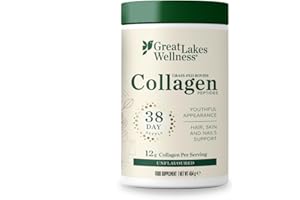 Great Lakes Wellness Collagen Peptides Powder for Skin, Hair, Nails, Joints & Digestion - Unflavored - 22 Servings (Pack of 1)