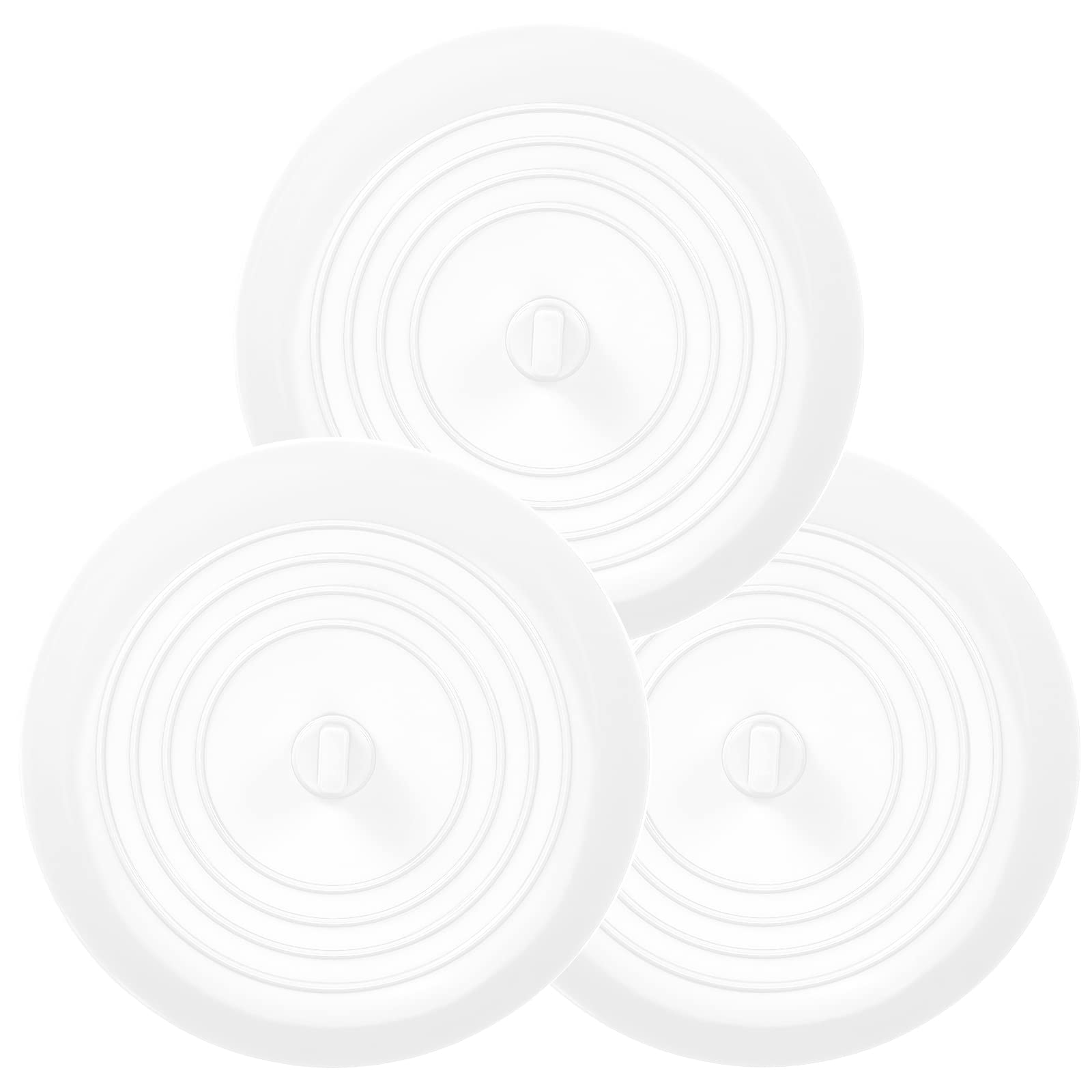 3PCS Universal Bath Stopper, 6" Recyclable Silicon Drain Stopper | Upgraded Plug Cover for Kitchen Sink & Basin, Bathrooms and Laundries (3p-white)