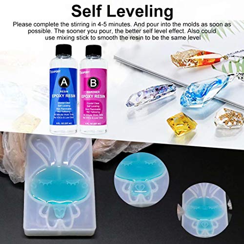 Teexpert 16OZ Epoxy Resin Crystal Clear Resin Kit for Jewelry DIY Art  Crafts Cast Coating Wood,Easy Cast Res