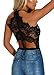 HUUSA Bodysuit for Women Black Eyelash Lace Allure High Waisted Sleeveless Jumpsuit Tops L Black