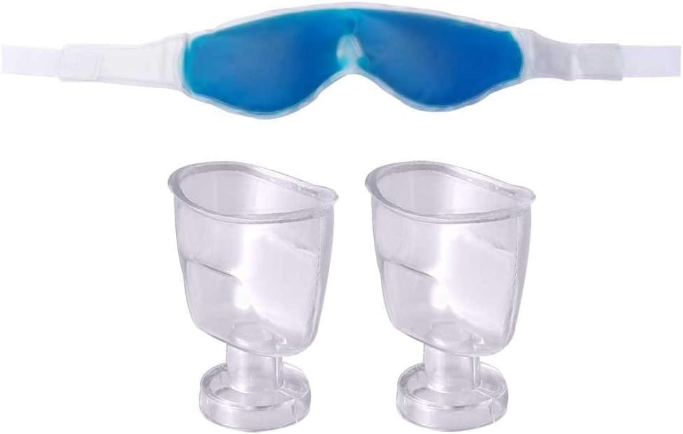 Complete Eye Cleanse & Care Kit Two Eye Wash Cups + Strapon Gel Eye Mask