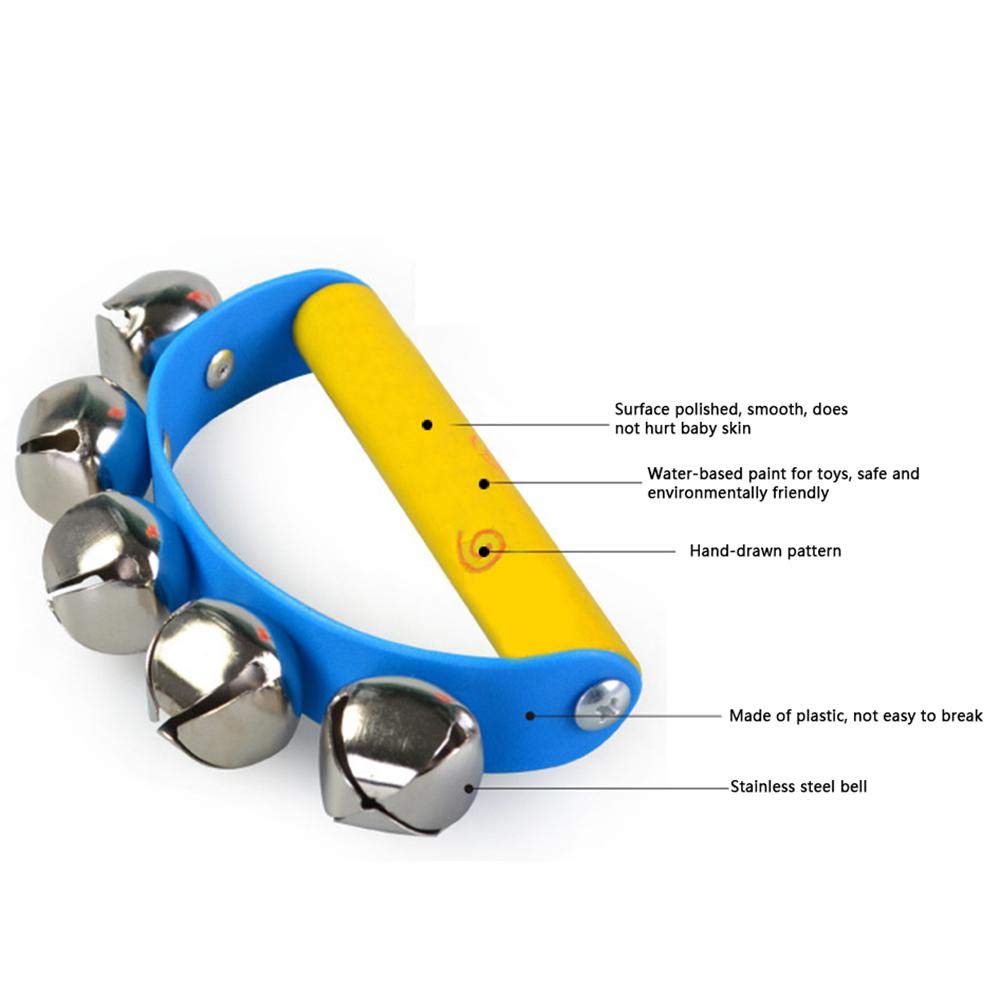 Baby Sleigh Bells Handheld,Aolvo Baby Rattle Hand Held Bells Kids Musical Instruments with