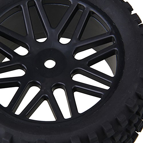 BQLZR Front and Rear Mesh Shape Wheel Rim Rubber Tires for RC 1:10 Off-Road Car Pack of 4