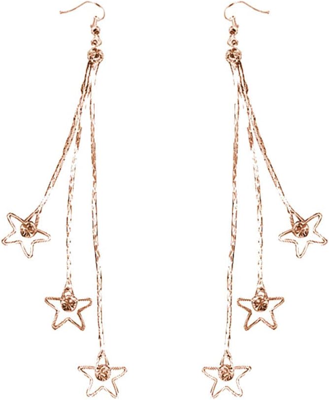 Delicate Stars Drop Dangle Earring Simple Lucky Star Long Chain Tassel Earring Stud Eardrop for Women Girls
