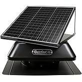 QuietCool AFR SLR-40 Roof Mount Solar Attic Fan - 40 Watt Adjustable Panel - Included AC/DC Inverter for 24/7 Runtime - Thermostat Controlled