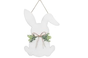 YoleShy Easter Door Wreath, Easter Sign Easter Wall Decor - Easter Bunny Door Hanger Easter Door Decorations with Bow for Rustic Spring Easter Front Door Wall Home Decorations, 16.1 x 11.81 Inch