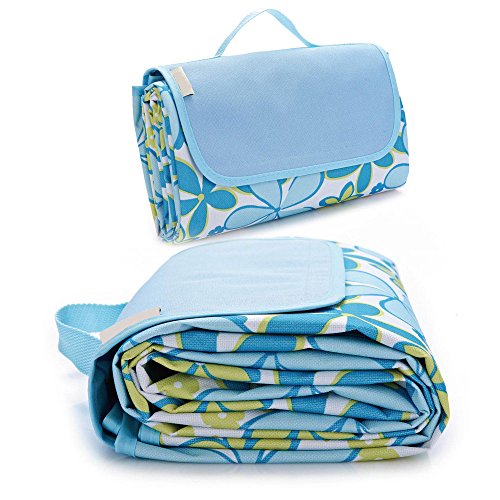 Outdoors Beach Blanket Mat Waterproof and Sandproof Camping Environmentally friendly and easy to clean (Blue pattern) (78.7x57inches)
