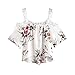 Litetao 2017 New Fashion Short Sleeve Off Shoulder Lace Floral Blouse Roses Printed Casual Cute Tops T-Shirt (S, 2White)