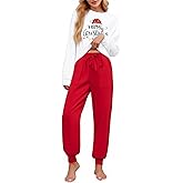 LOTUCY Funny Pajamas Set for Women Bow Game day Sport Ball Royal Crown Button Down Graphic Lounge Sleepwear Set
