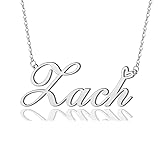 AOLO Zach Heart Name Necklace Silver Stainless