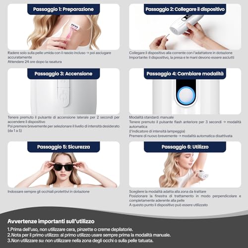 MANKIW IPL Epilation Device with Cooling Function, 5 Energy Levels & 500,000 Luminous Pulses, Automatic and Manual Mode, Alternative to Laser Hair Removal, Legs, Armpits and Bikini