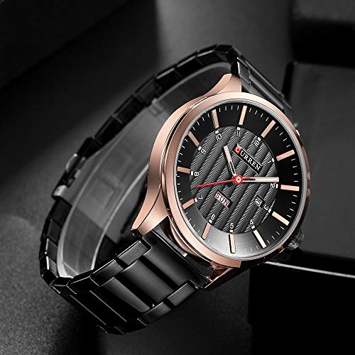 CURREN Reloj de pulsera para hombre de cuarzo, con calendario, indicador de tiempo, acero inoxidable - Imagen 4