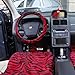 OxGord 21pc Set Zebra Car Seat Cover, Carpet Floor Mat, Steering Wheel Cover, Shoulder Pad Set - Universal Fit, Truck, SUV, or Van - Red