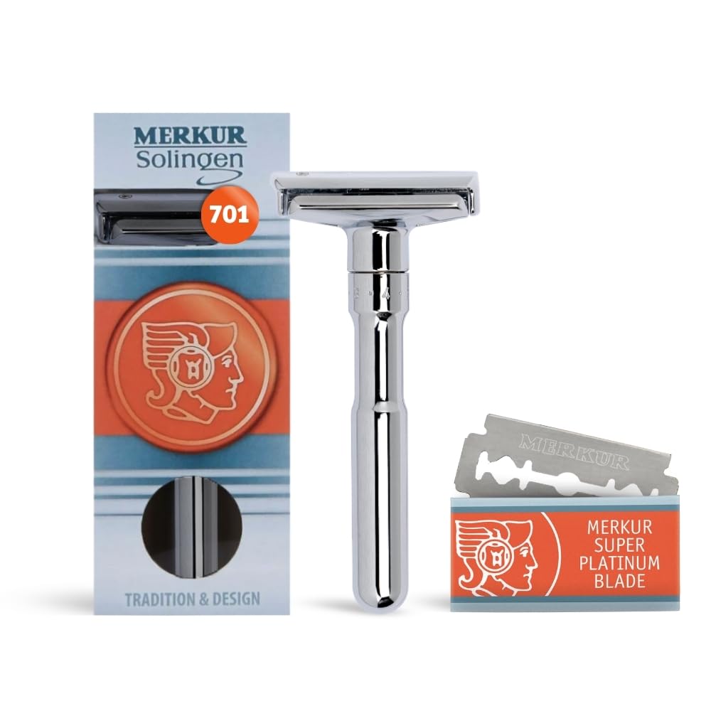 Photo 1 of MERKUR FUTUR 701 Adjustable Double Edge Safety Razor - Bright Chrome | Adjustable Razor With Dial | Made in Germany | Plastic-Free | Snap-On Cap Design | Straight Bar