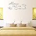 Always Kiss Me Goodnight English Letters Hearts DIY Acrylic Mirror Effect Wall Stickers Bedroom Living Room Decorative Decals Removable Home Decoration Glow in The Dark Stars Wall Decor