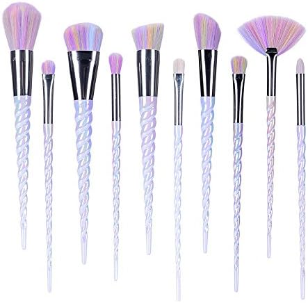 Boniss Unicorn Makeup Brushes Set 10Pcs Fantasy Set Foundation Powder Eyeshadow brushes Kit (white)
