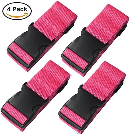 WeBraveryWeBravery Adjustable Luggage Straps Suitcase Belt Travel Strap Accessories (4Pack-Pink)