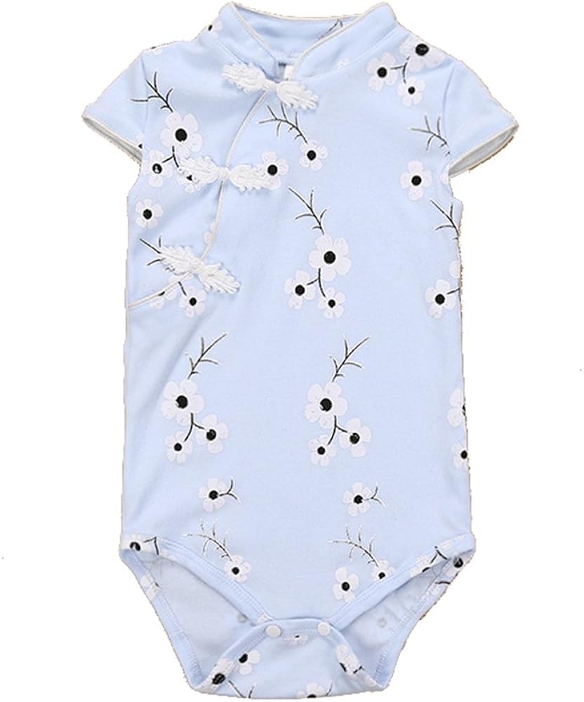 Victoriay Baby Girl's Chinese Printing Cheongsam Romper Jumpsuit Outfits Clothes