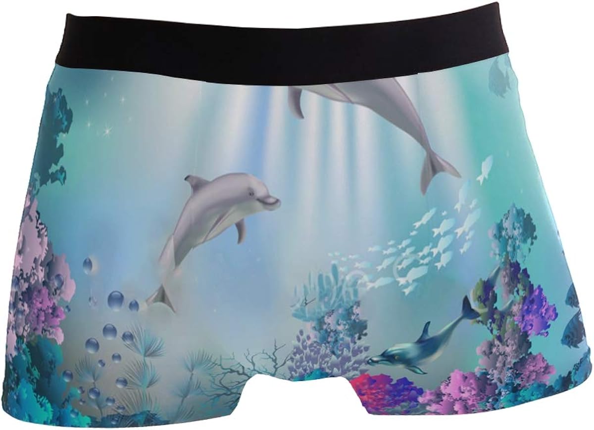 SLHFPX Boys Boxer Briefs Coral Sea Dolphins Soft Underpants Breathable
