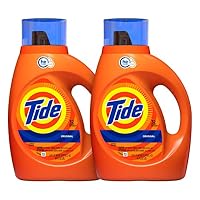 Tide Laundry Detergent Liquid, Original Scent, HE Turbo Clean, 50 oz, Pack of 2, 64 Loads Total (Packaging May Vary)