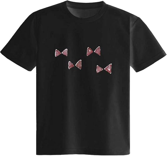 Amazon リボン 赤いリボン柄 Tシャツ 半袖 白 黒 りぼん ダサい かわいい カッコイイ シュール 面白い じょーく おもしろ ゆるい プレゼント Tシャツ カットソー 通販