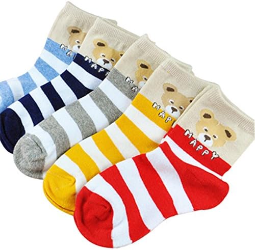 PinkBTFY Kids Socks For Boys Girls 1 To 10 Years Cotton Socks Baby Toddler Casual Socks 5 Pairs/Lot Style 2 5 to 7 years