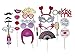 Bachelorette Party Favors, Photo Booth Props 22-Piece Kit - Bridal Wedding Shower Supplies - Glasses, Masks, Tiaras, Mustaches On Sticks - Pre-Assembled - Girls Night Out Accessories