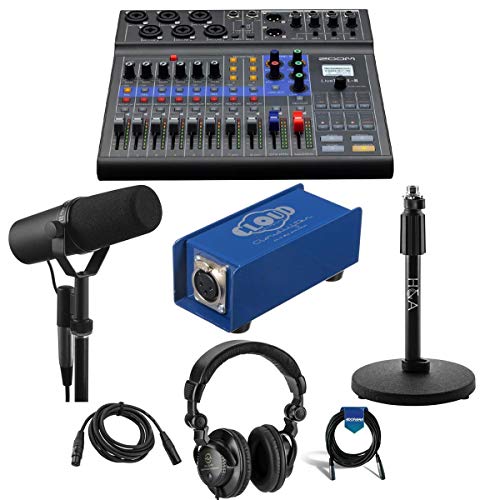 Zoom LiveTrak L8 Portable 8Channel Digital Mixer And Multitrack Recorder Bundle With Shure
