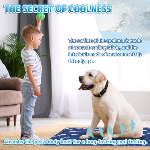 PETZOOKA Dog Cooling Mat 110 * 70cm Self-Cooling Pet Mat,Double-Sided Cooling for Kennels, Crates and Beds, Blue, Summer Essential for Pets,Large Size