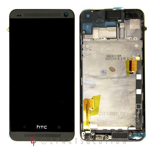 ePartSolution-Black HTC One M7 LCD Touch Digitizer Screen Assembly with Housing Frame Replacement Part USA Seller