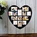 Adeco [PF0304] Decorative Black Wood Wall Hanging Heart-Shaped Picture Photo Frame, 13 Openings of 4x6 inches, 4x4 inches