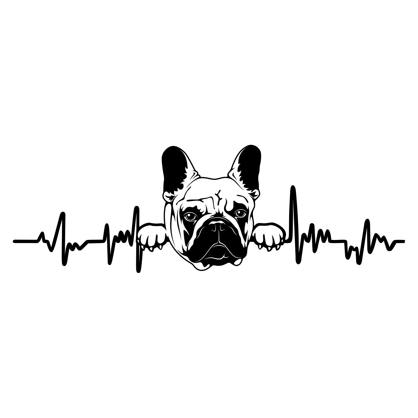 Finest Folia Decorative Sticker for Car, Fridge, Laptop, Width 27 cm, Heartbeat Animals, Glossy Black, 10 French Bulldog