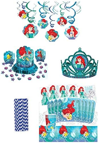 Disney Ariel the Little Mermaid Dream Big Birthday Party Supply Deluxe Bundle Pack Decorating Kit For 16