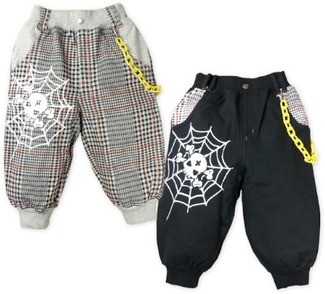 Amazon 子供服 男の子 ７分丈 パンツ 裏毛 プリント チェーン付き 男児 キッズ 2ブラック 1cm ショートパンツ ハーフパンツ 通販