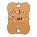 Summer-Ray 48pcs Personalized Brown Kraft Little Violin with Leaves Print Wedding Sparkler Tags Let Love Sparkle