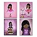 Set of 4 Art Prints for Girls Room African American Artwork Pink Purple Wall Art Posters for Child's Bedroom or Nursery 8x10 Dark skin Black Hair Girl