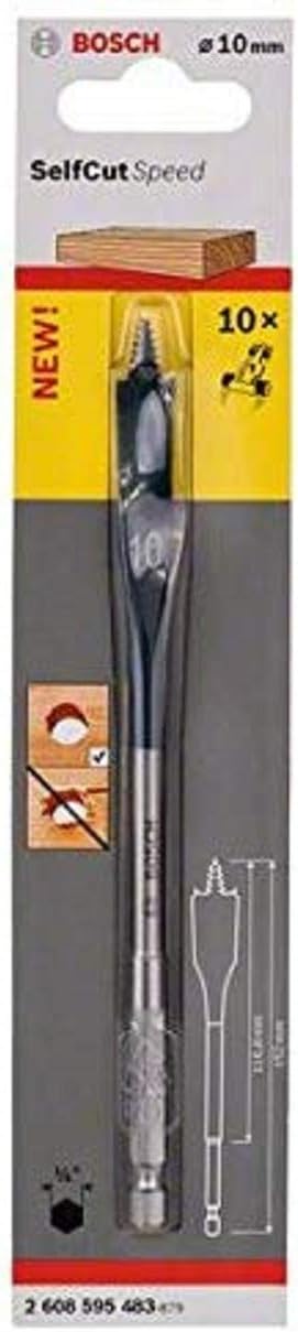 Bosch 2608595483 Hexagon Self Cut Speed Spade Bit, Silver, diameter 10,00 mm