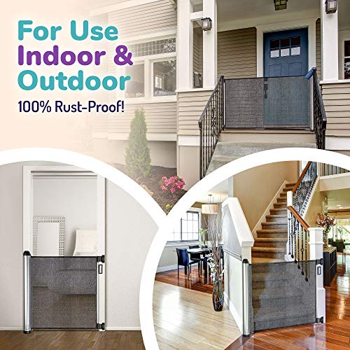 2019 New Retractable Baby Gate - Extra Wide Baby Safety Gate and Pet Gate for Stairs, Doors, and More - Mesh Baby Gate with Easy Latch and Flexible Design Fits Most Spaces
