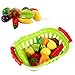 Sakiyr Play Food, 13Pcs Cutting Fruits and Veggies Toy with Basket, Cutting Food Playset for Toddlers